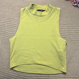 Green mock neck cropped tank